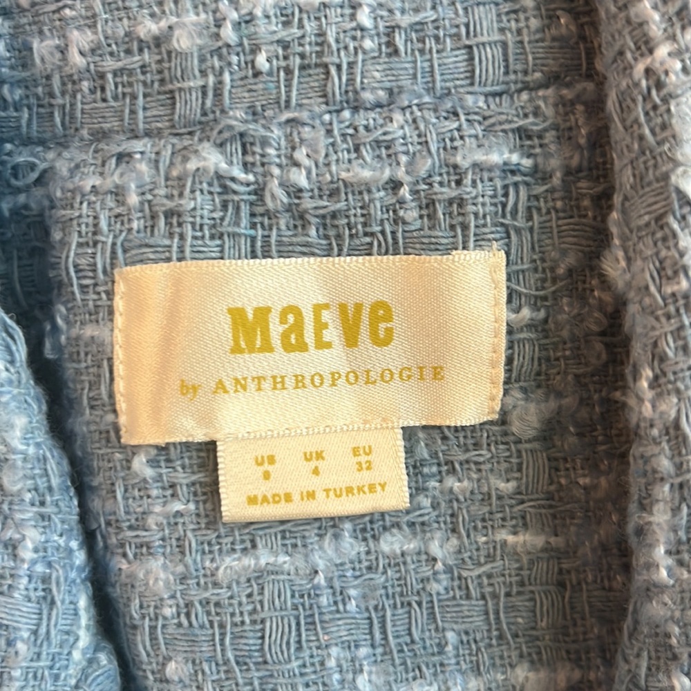 Anthropologie Maeve Sleeveless Tweed Blazer Mini Dress Blue New NWOT - Picture 8 of 10
